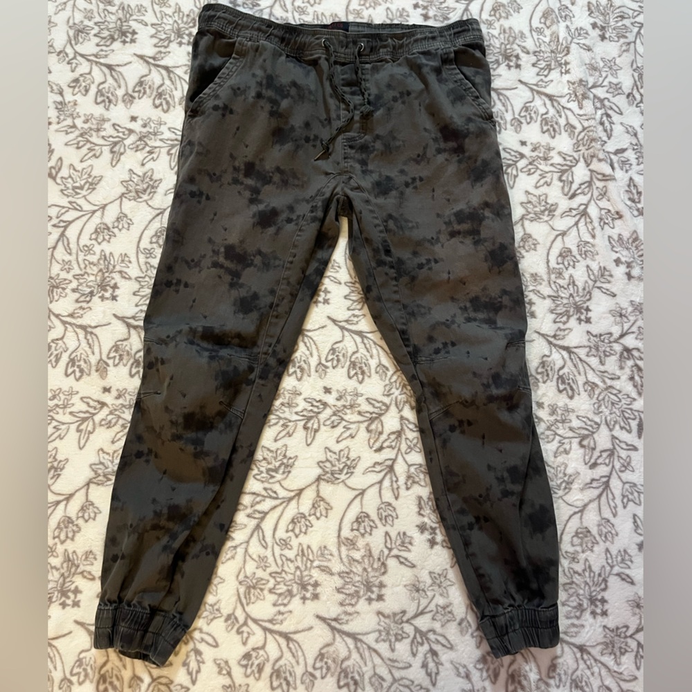 split Black Tie-Dye Jogger Pants